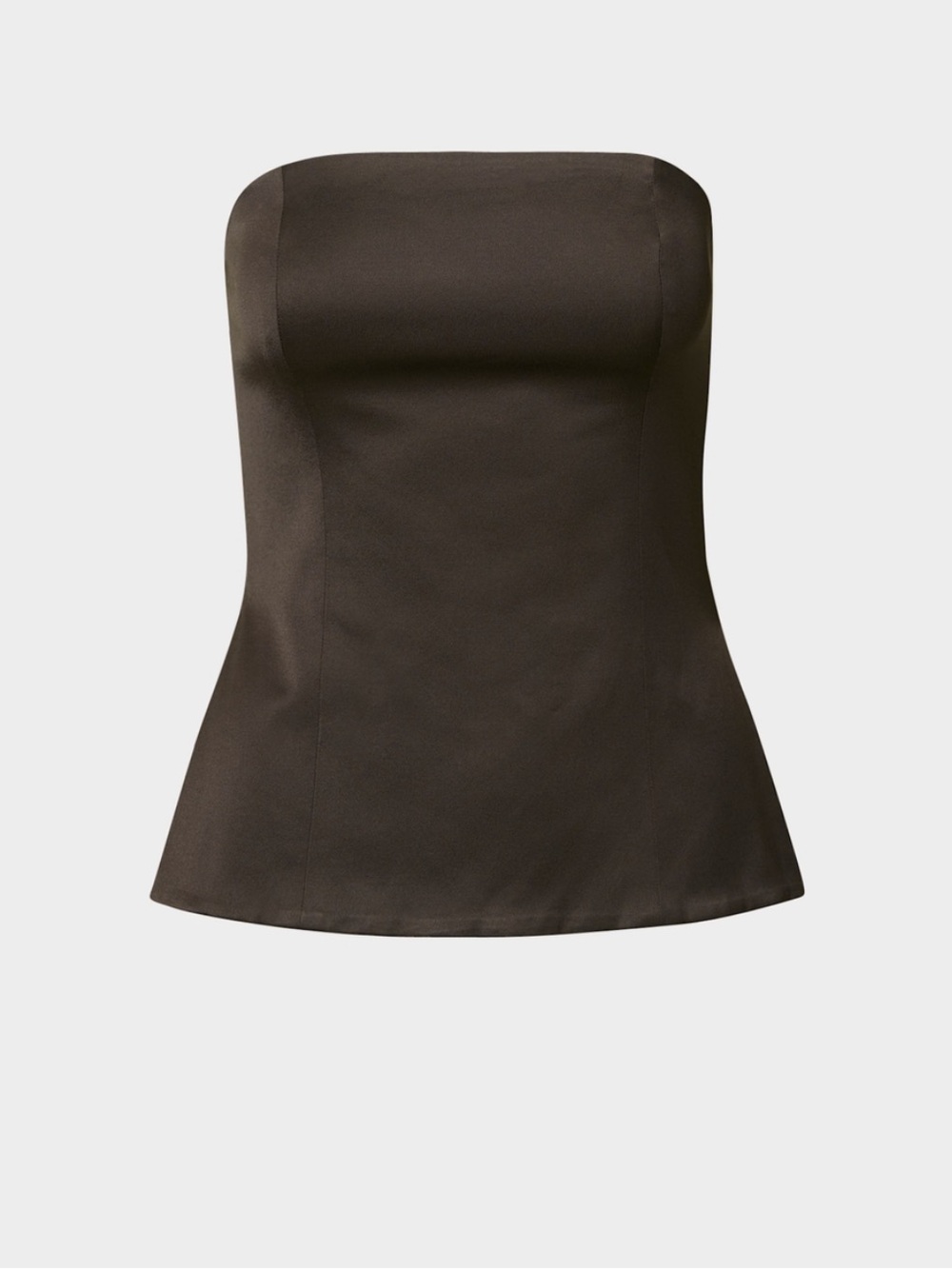 Aritzia Strapless Peplum Tube Top in Dark Brown